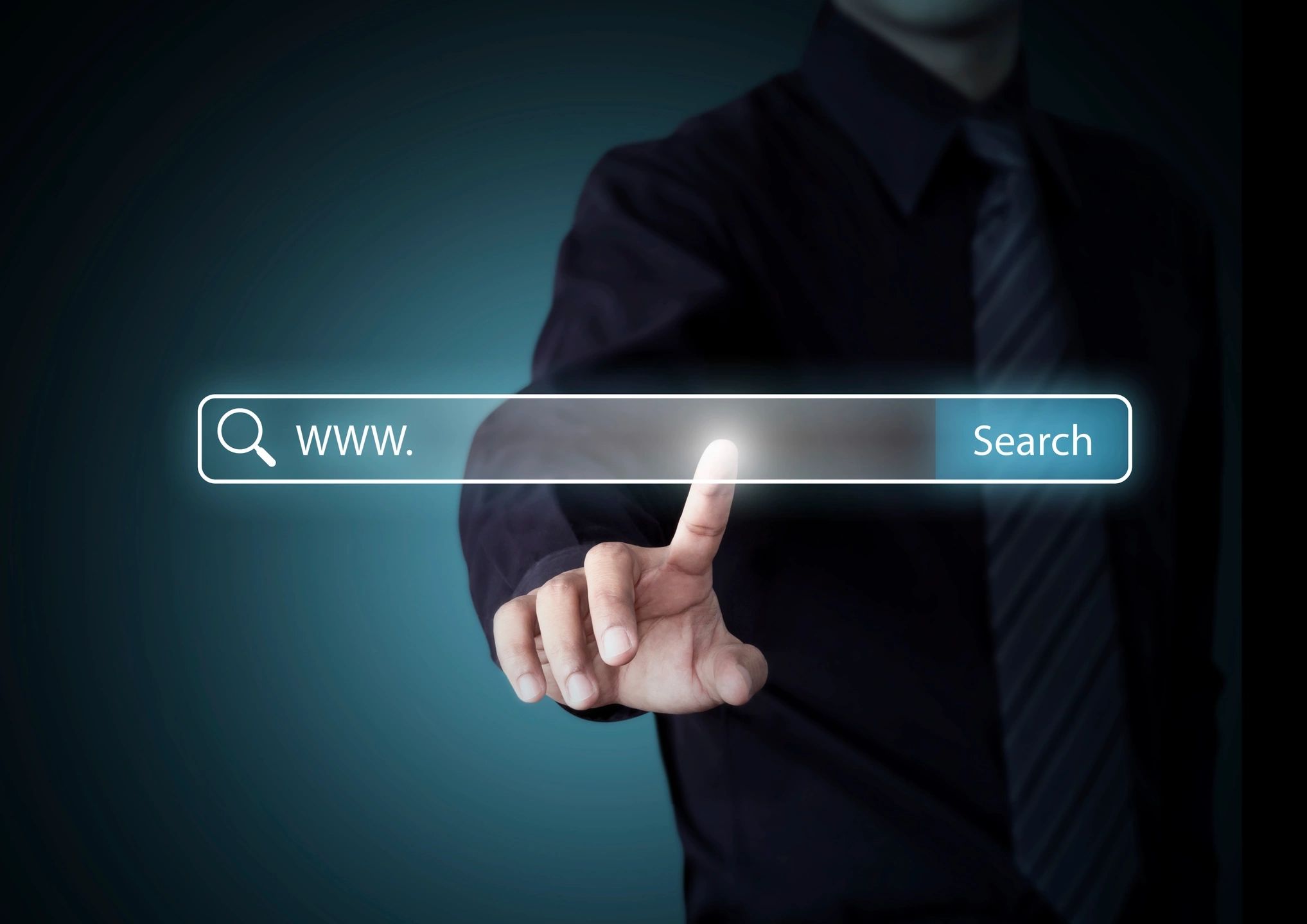 Man using a search engine